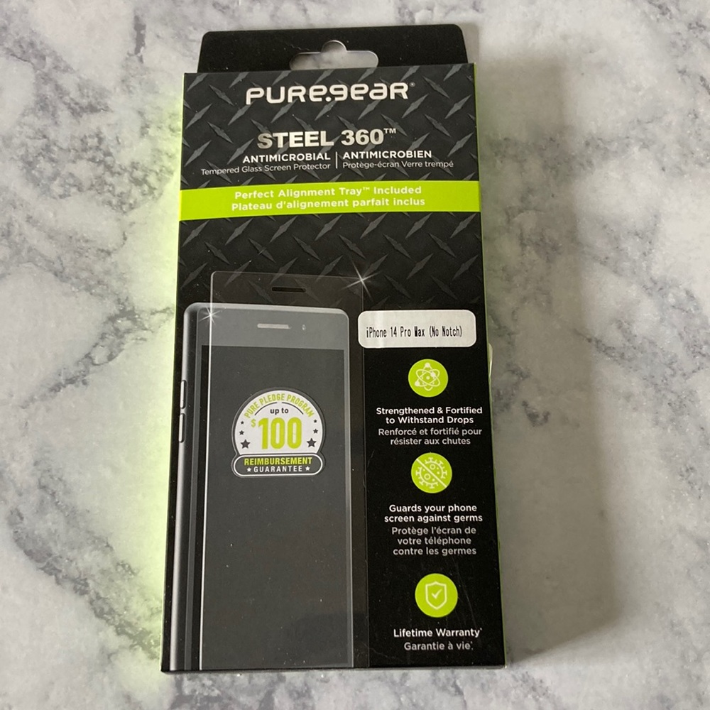 NIB Puregear steel 360 iPhone 14 Pro Max screen protector